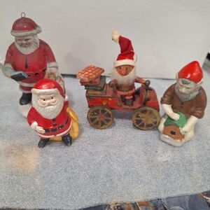 Festive Santa Figurine Set - Red and White Holiday Decor
